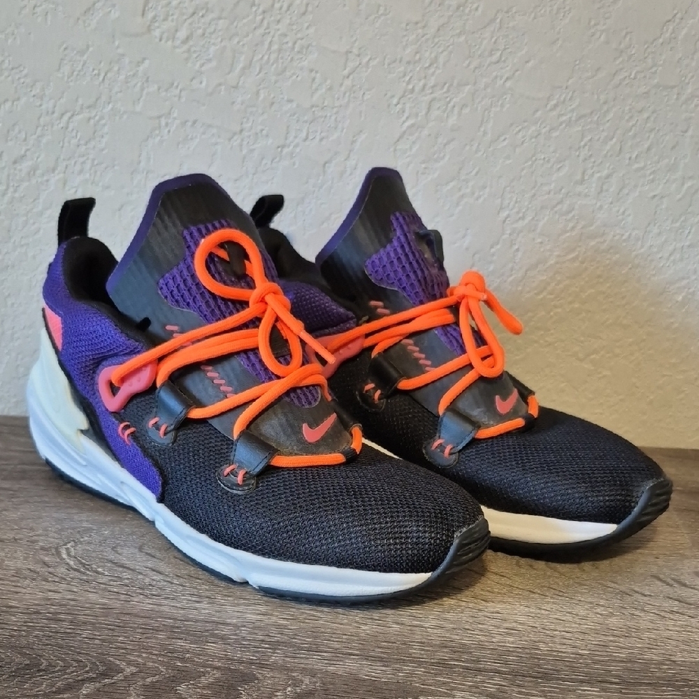 Nike Zoom Phoenix Suns Combo Black and Purple Sneakers with Orange Accents